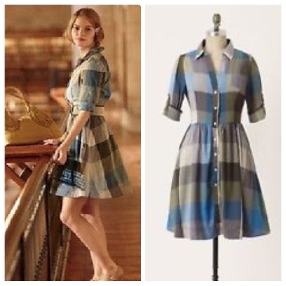 Anthropologie Dresses & Skirts - Blue Plaid Reed Shirtdress